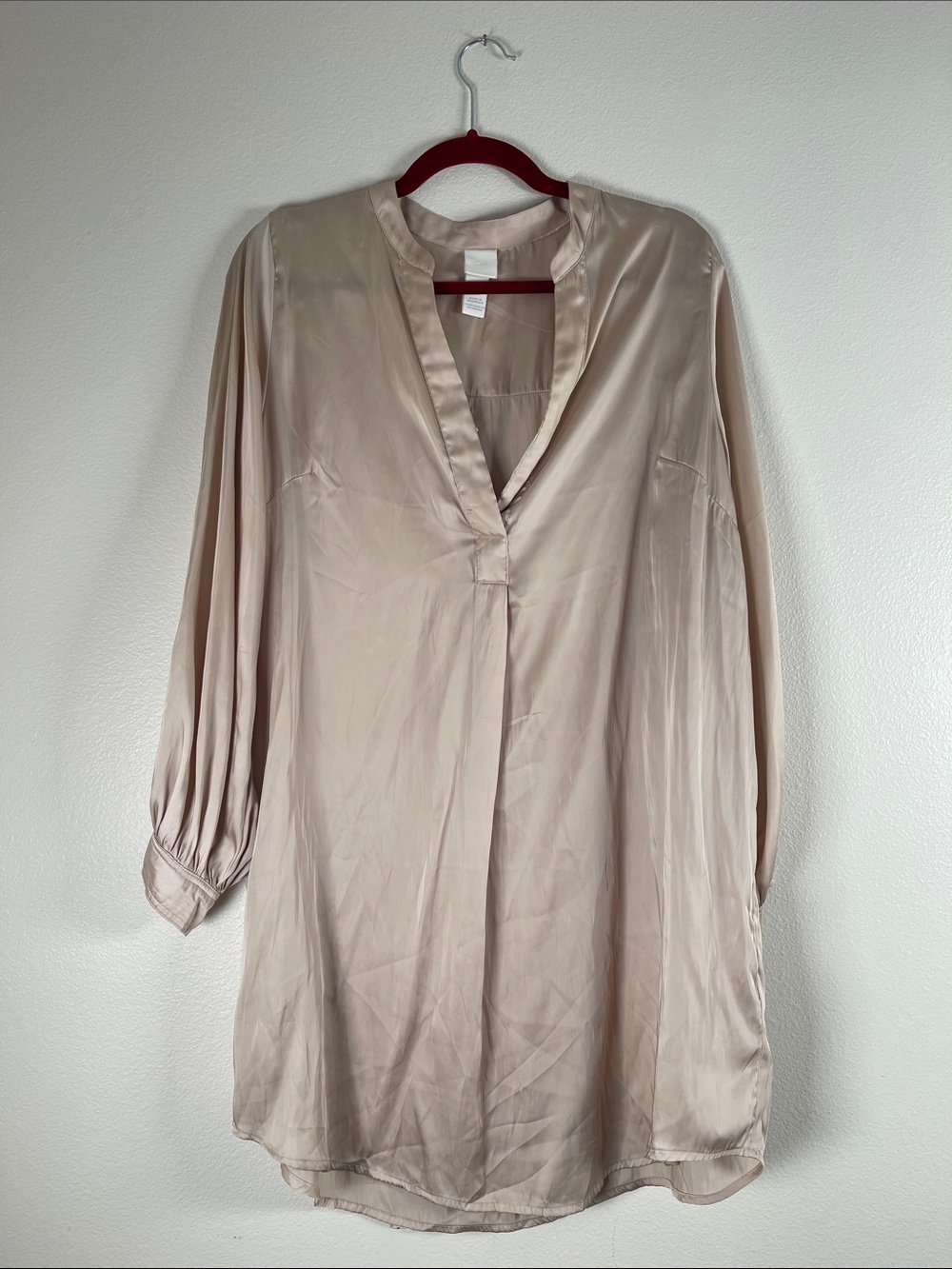 H&M Soft Blush V-Neck Long Sleeve Tunic